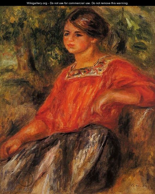 Gabrielle In The Garden At Cagnes - Pierre Auguste Renoir
