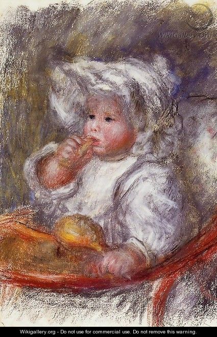Jean Renoir In A Chair Aka Child With A Biscuit - Pierre Auguste Renoir