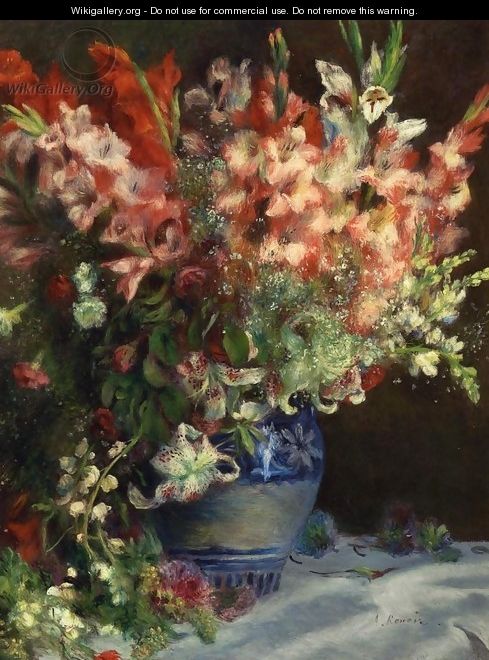Gladiolas In A Vase - Pierre Auguste Renoir