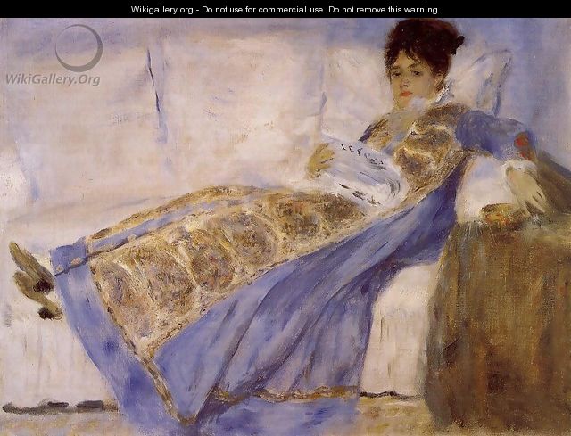 Madame Monet On A Sofa - Pierre Auguste Renoir