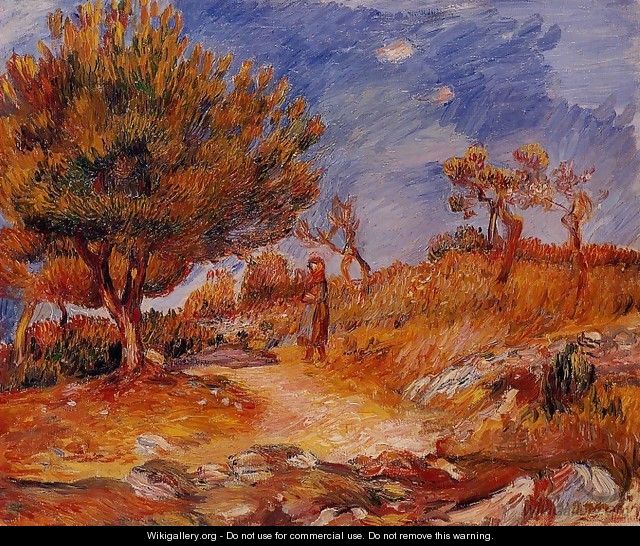 Landscape Woman Under A Tree - Pierre Auguste Renoir