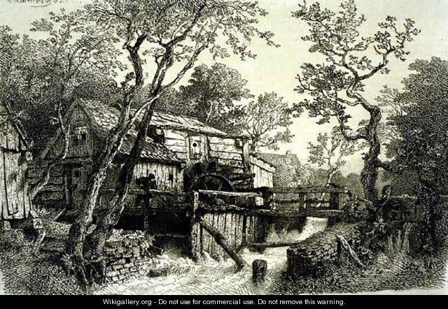 Mill Beside A Stream - Andreas Achenbach