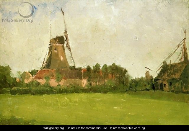 Windmill In The Dutch Countryside - John Henry Twachtman