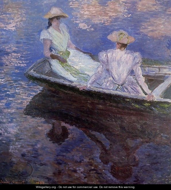 Young Girls In A Row Boat - Claude Oscar Monet
