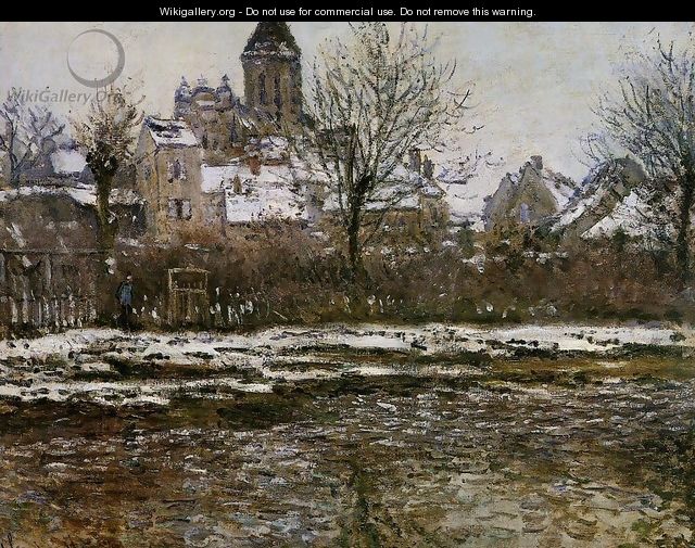 The Church At Vetheuil Snow - Claude Oscar Monet