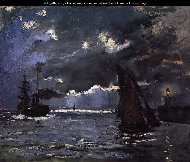 Seascape Night Effect - Claude Oscar Monet