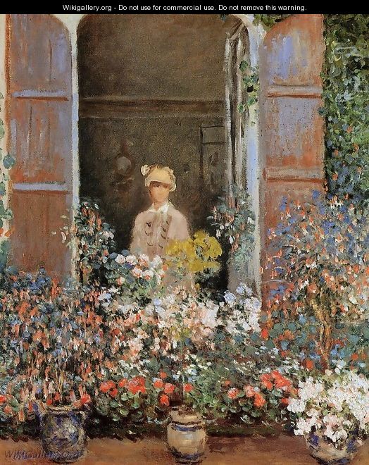 Camille Monet At The Window Argentuile - Claude Oscar Monet
