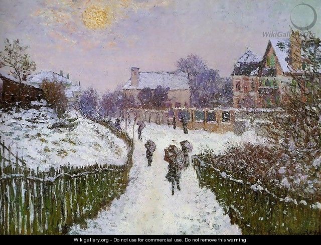 Boulevard St Denis Argenteuil Snow Effect - Claude Oscar Monet