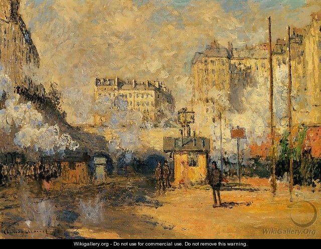 Exterior Of Saint Lazare Station Sunlight Effect - Claude Oscar Monet