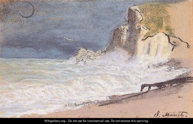 Etretat Amont Cliff Rough Weather - Claude Oscar Monet