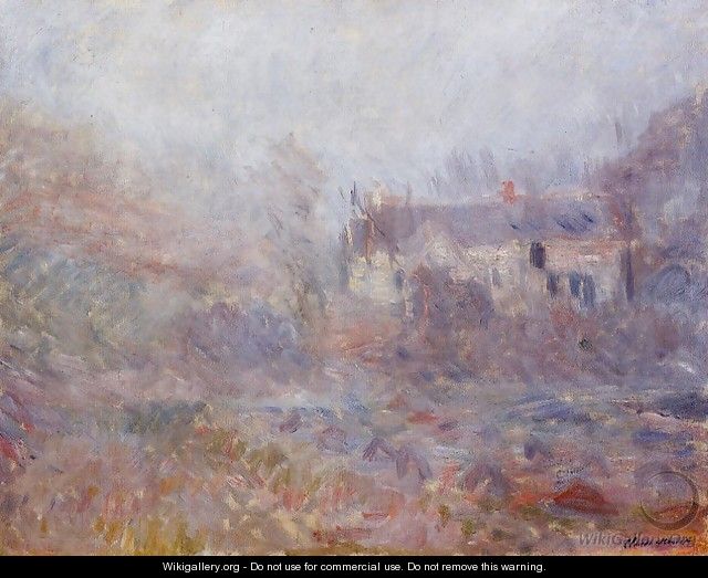 Houses At Falaise In The Fog - Claude Oscar Monet