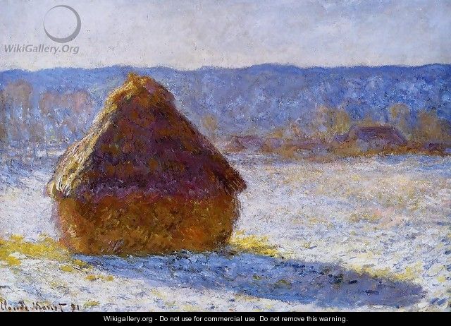 Grainstack In The Morning Snow Effect - Claude Oscar Monet