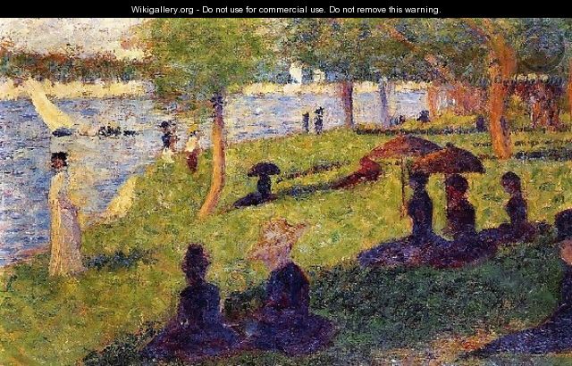 Woman Fishing And Seated Figures - Georges Seurat