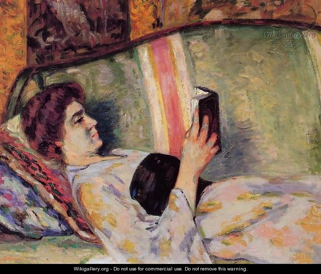 Portrait Of Marguerite Guillaumin Reading - Armand Guillaumin