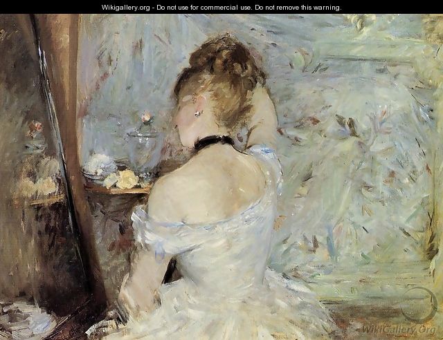 Young Woman At The Mirror Aka Young Girl Getting Dressed Seen From The Back - Berthe Morisot