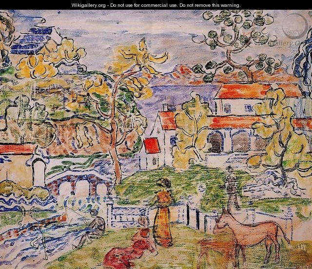 Figures And Donkeys Aka Fantasy With Horse - Maurice Brazil Prendergast