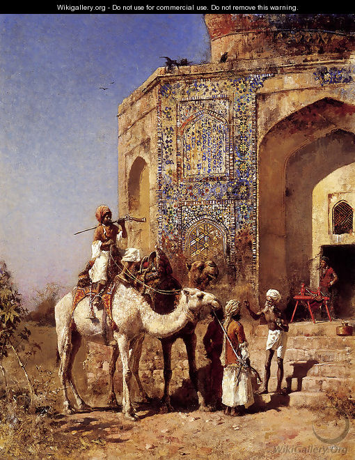 Old Blue Tiled Mosque Outside Of Delhi India - Edwin Lord Weeks