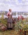 Maria On The Terrace With A Bundle Of Grass - Daniel Ridgway Knight