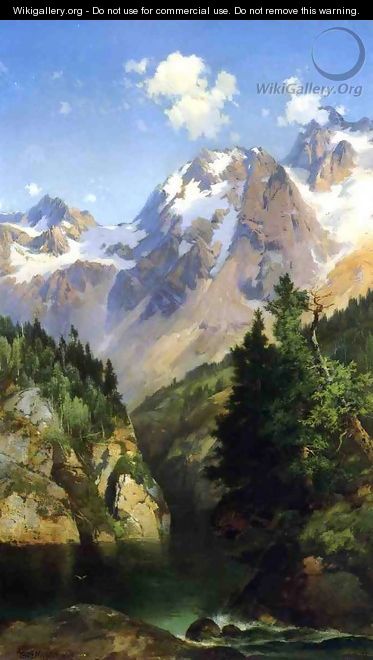 A Rocky Mountain Peak Idaho Territory - Thomas Moran
