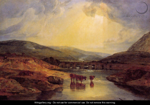 Abergavenny Bridge Monmountshire Clearing Up After A Showery Day - Joseph Mallord William Turner