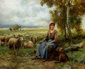 Shepherdess Watching Over Her Flock - Julien Dupre