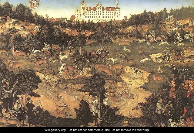 Hunt in Honour of Charles V at the Castle of Torgau (detail) 1544 - Lucas The Elder Cranach