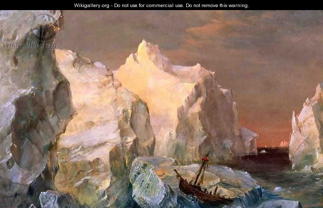 Icebergs And Wreck In Sunset - Frederic Edwin Church