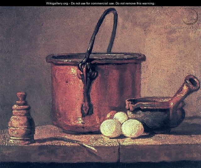 Still Life With Copper Cauldron And Eggs - Jean-Baptiste-Simeon Chardin