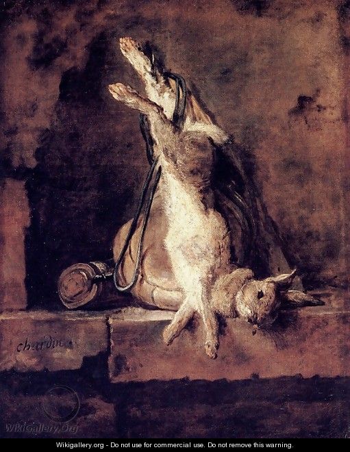 Rabbit With Game Bag And Powder Flask - Jean-Baptiste-Simeon Chardin
