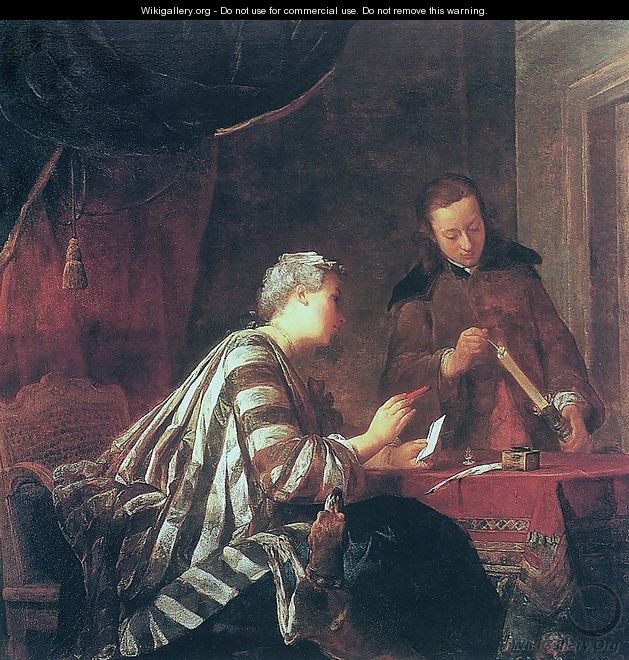 Lady Sealing A Letter - Jean-Baptiste-Simeon Chardin