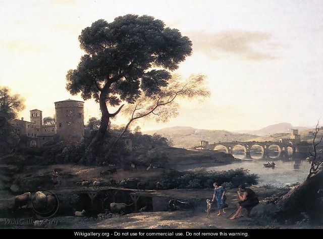 Landscape with Shepherds - The Pont Molle 1645 - Claude Lorrain (Gellee)