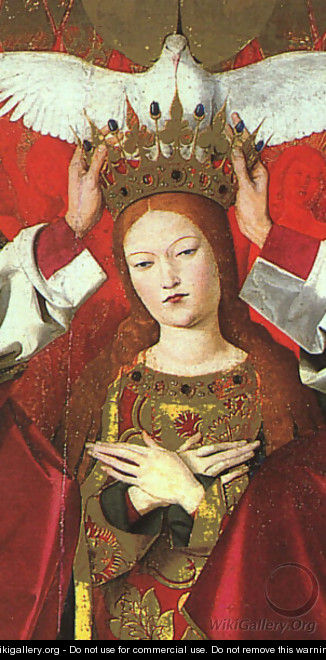 The Coronation of the Virgin, detail: the Virgin 1453-54 - Enguerrand Charonton