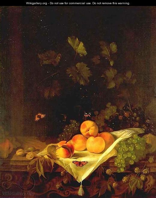 Still-life with Peaches and Grapes c. 1680 - Abraham Van Calraet