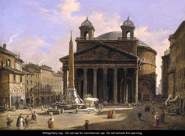 View of the Pantheon Rome - Ippolito Caffi