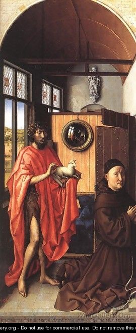 The Werl Altarpiece (left wing) 1438 - (Robert Campin) Master of Flémalle