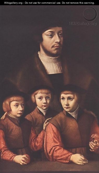 Portrait of a Man with Three Sons c. 1530 - Barthel Bruyn