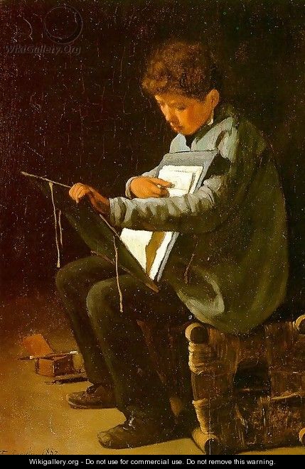 Seated Boy with a Portfolio 1857 - François Bonvin
