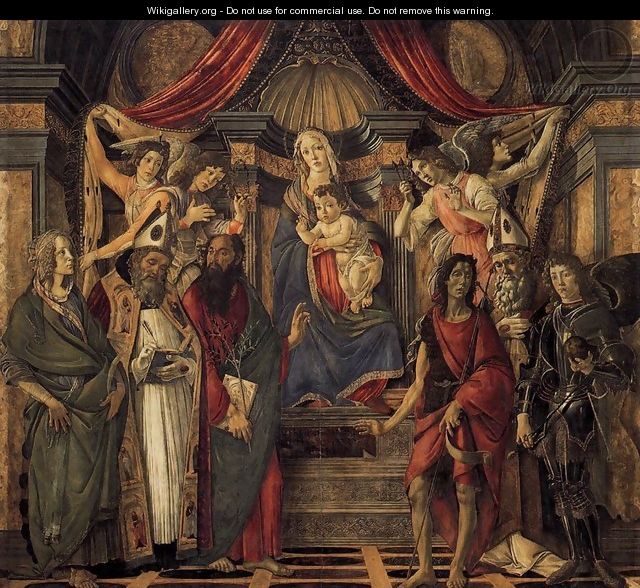 The Virgin and Child with Four Angels and Six Saints (Pala di San Barnaba) 1488 - Sandro Botticelli (Alessandro Filipepi)