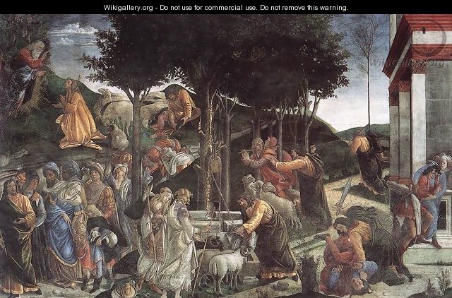 The Trials and Calling of Moses 1481-82 - Sandro Botticelli (Alessandro Filipepi)