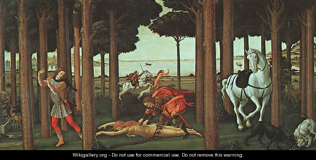 The Story of Nastagio degli Onesti (second episode) c. 1483 - Sandro Botticelli (Alessandro Filipepi)