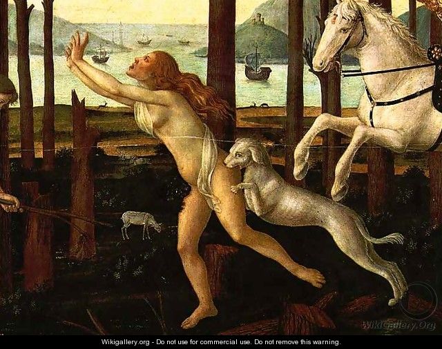 The Story of Nastagio degli Onesti (detail 2 of the first episode) - Sandro Botticelli (Alessandro Filipepi)