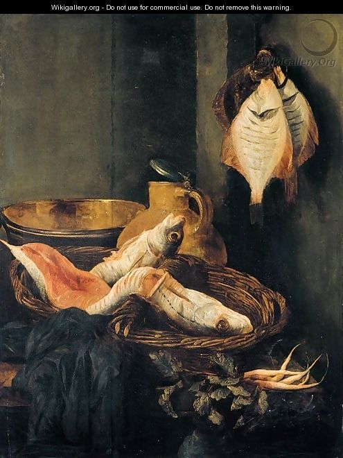 Still-Life with Fish in Basket - Abraham Hendrickz Van Beyeren