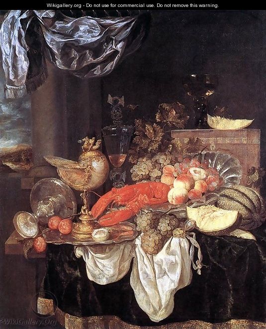 Large Still-life with Lobster 1653 - Abraham Hendrickz Van Beyeren