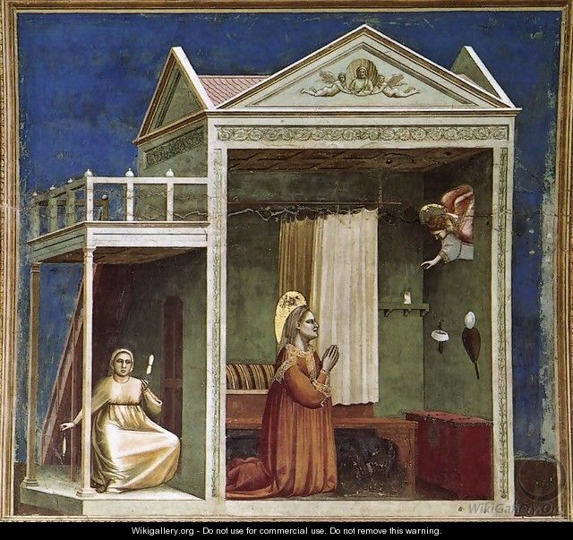 No. 3 Scenes from the Life of Joachim- 3. Annunciation to St Anne 1304-06 - Giotto Di Bondone