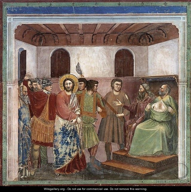 No. 32 Scenes from the Life of Christ- 16. Christ before Caiaphas 1304-06 - Giotto Di Bondone