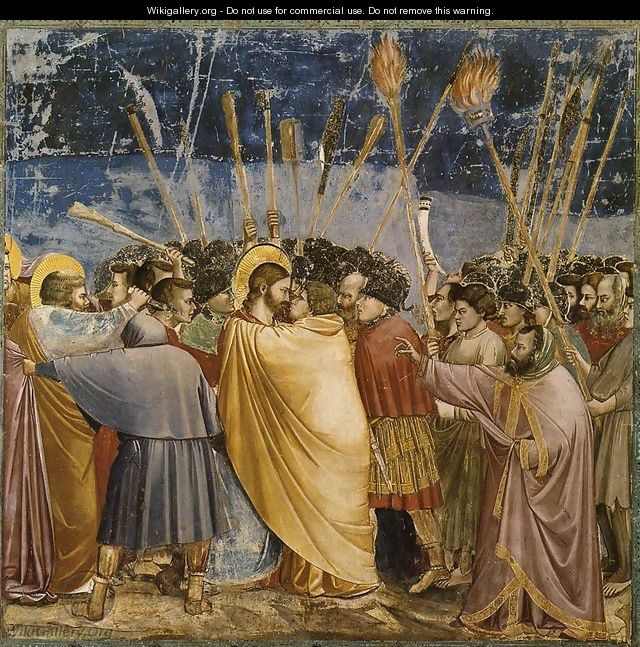 No. 31 Scenes from the Life of Christ- 15. The Arrest of Christ (Kiss of Judas) 1304-06 - Giotto Di Bondone