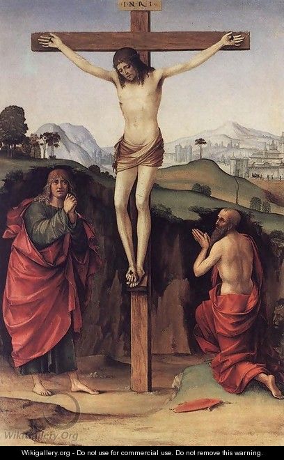 Crucifixion with Sts John and Jerome c. 1485 - Francesco Francia