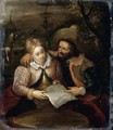 A Young Lady and a Cavalier Holding a Letter - Frans III Francken