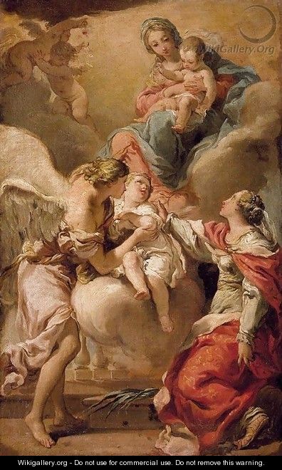 St Giustina and the Guardian Angel Commending the Soul of an Infant to the Madonna and Child 1792-93 - Gaetano Gandolfi