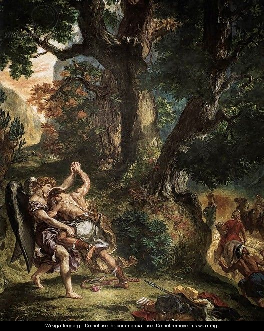 Jacob Wrestling with the Angel (detail) 1854-61 - Eugene Delacroix